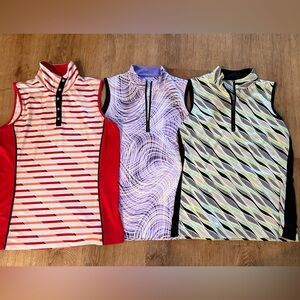 Set of Three Sleeveless Golf Shirts by TAIL, Size M